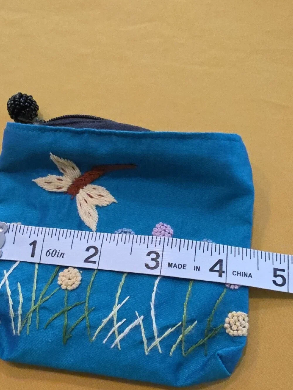 Lot of 2 Handcrafted Pouches 100% Silk Embroidered Dragonfly & Quilted Patchwork